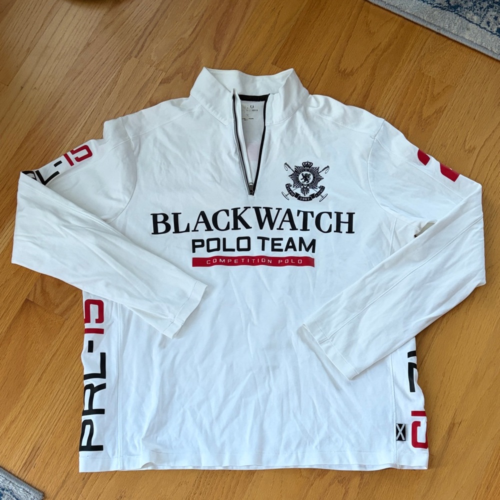 Polo Ralph Lauren black watch polo team competition polo white size L 1/4 zip